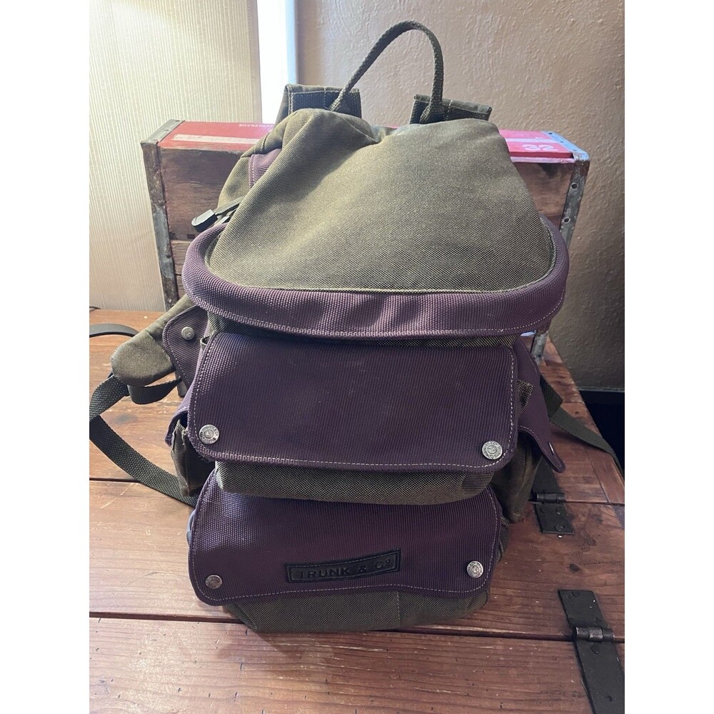 VTG Samsonite Trunk & Co Backpack Y2K Heavy Duty Olive Green Canvas RARE